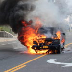 This car fire locked down traffic on Northern Boulevard on Sunday morning. No injuries were reported.