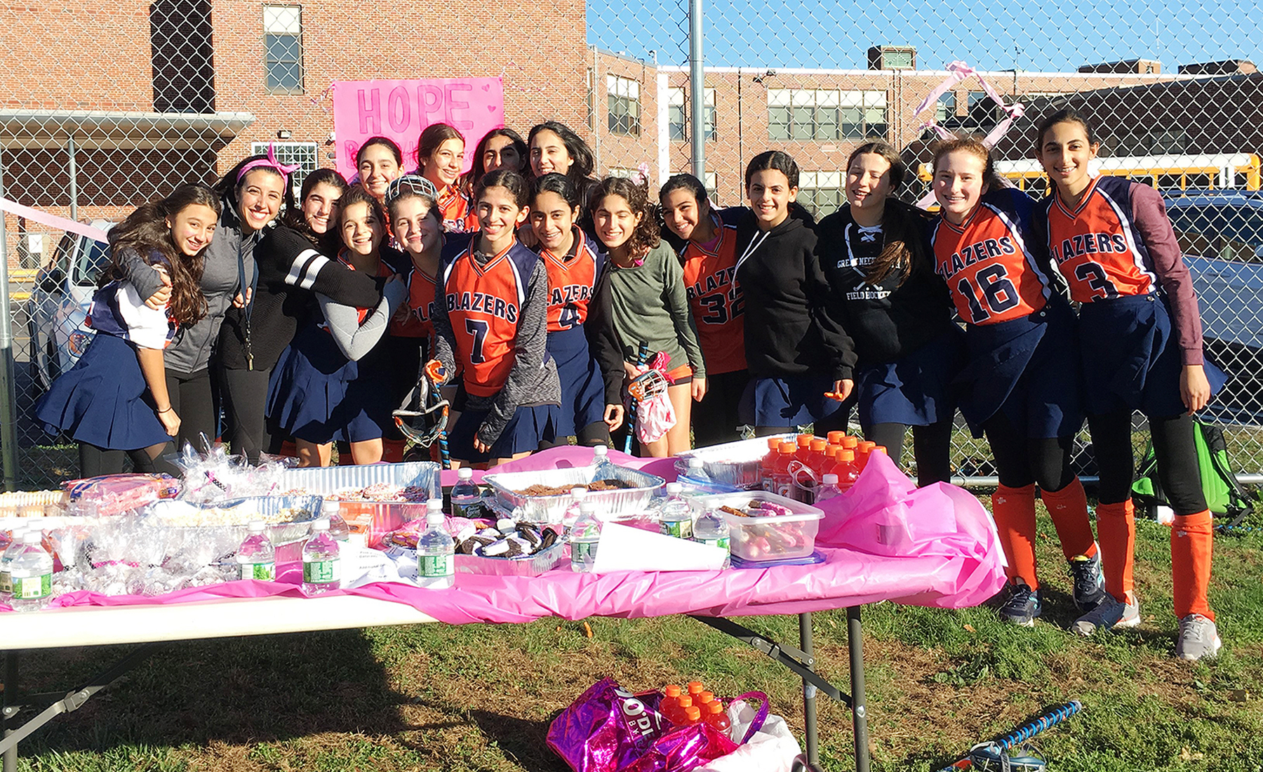 North Middle Girls Field Hockey team’s bake sale raised money for breast cancer awareness.