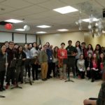 The music department at South High School visited Northwell Health Stern Family Center to sing for patients. (Photo courtesy of the Great Neck Public Schools)