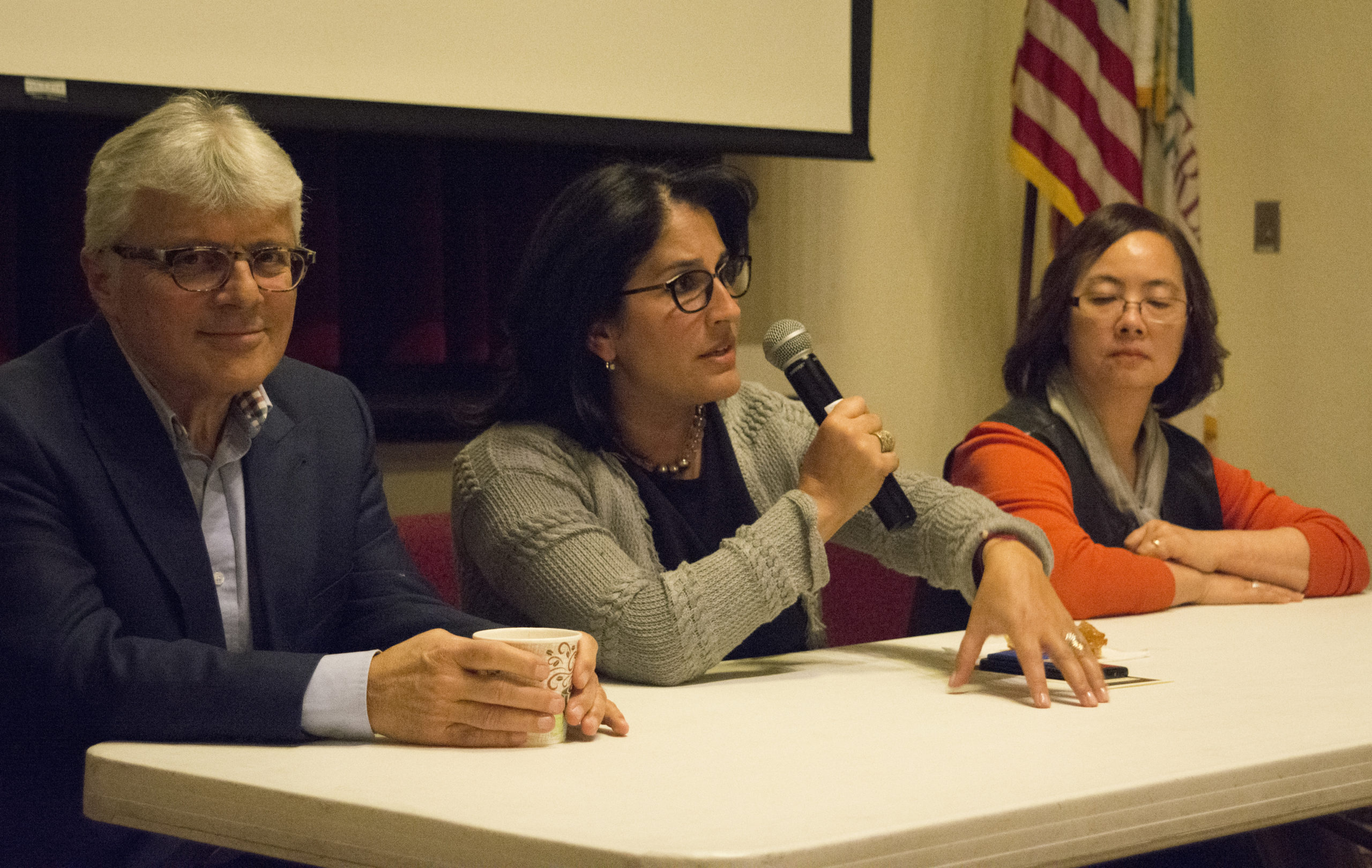 Mansour Karimzadeh, Rebecca Sassouni and Else Yung, take questions from audience members following their respective presentations. (Photo by Janelle Clausen)