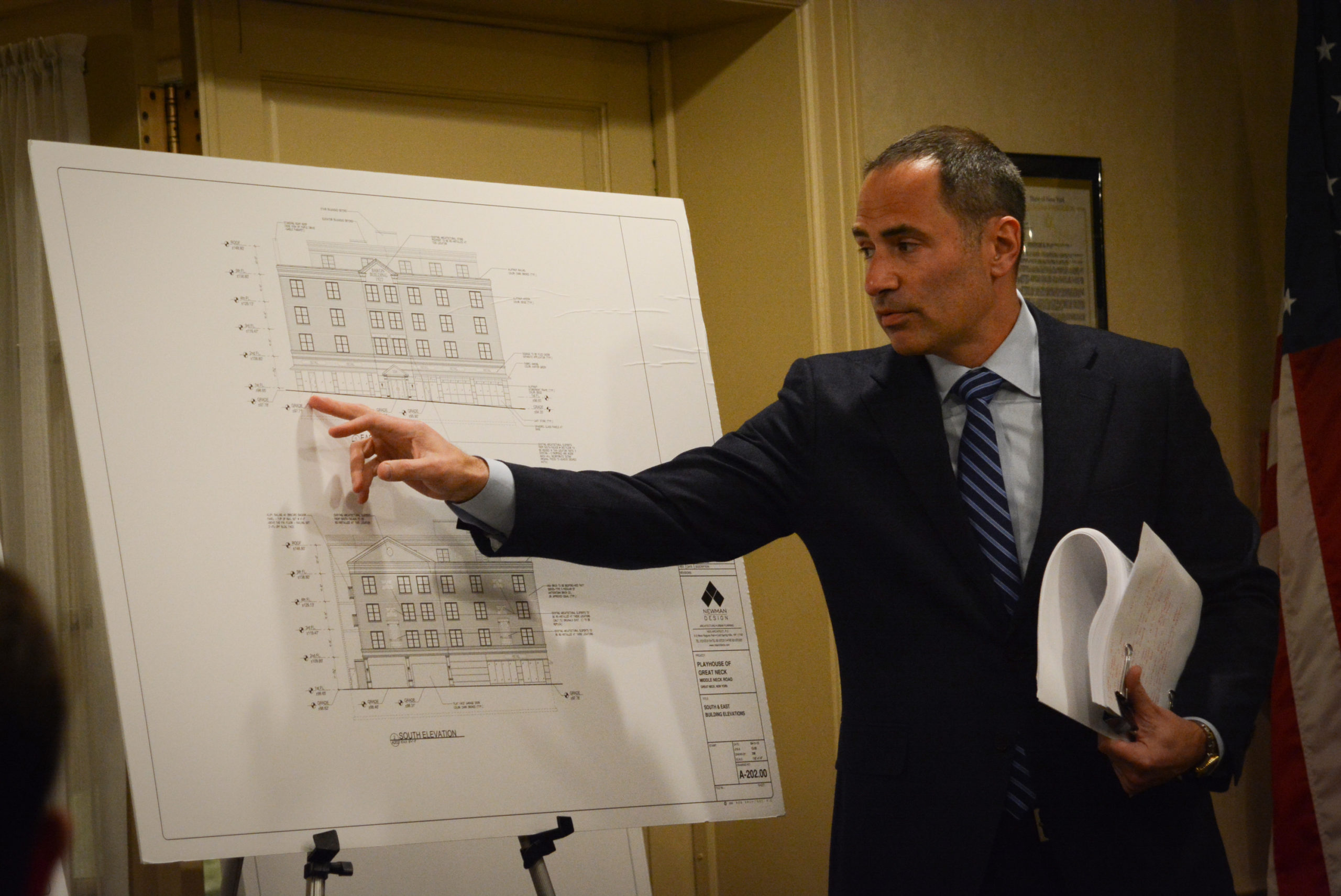 Sean Mulryan, the head of Mulryan Engineering, outlines the phases of the project and how they plan to mitigate its impact. (Photo by Janelle Clausen)