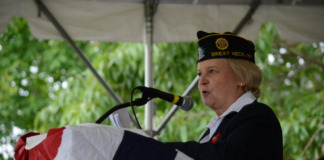 Louise McCann, as seen at last year's Memorial Day parade in Great Neck, said the parade and ceremonies are more about remembrance than celebration. (Photo by Janelle Clausen)