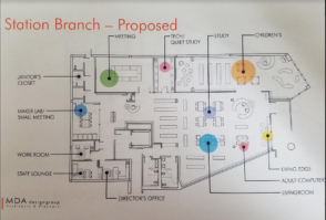 A floor plan of the proposed changes for Station Branch. (Photo courtesy of MDA designgroup)
