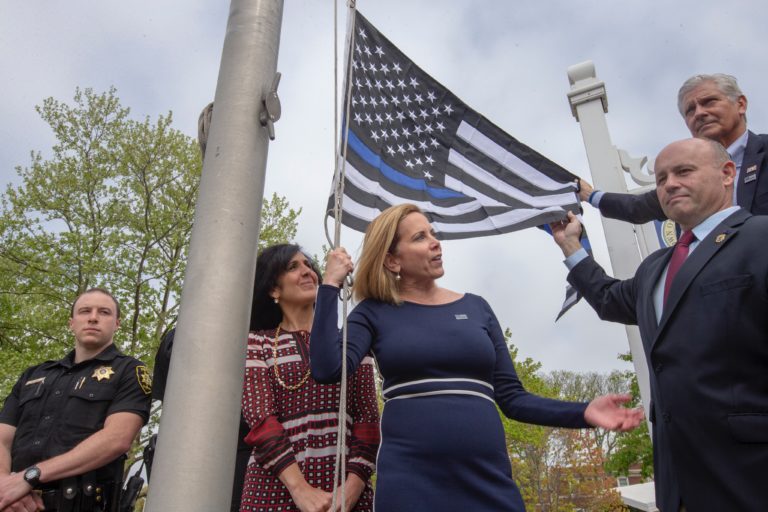 Hempstead raises ‘Thin Blue Line’ flag in honor of fallen officers