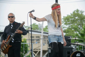 Elena Barakhovski and the rest of SundayGirl, a Blondie tribute band, perform at the Village Green on Sunday. (Photo by Janelle Clausen)
