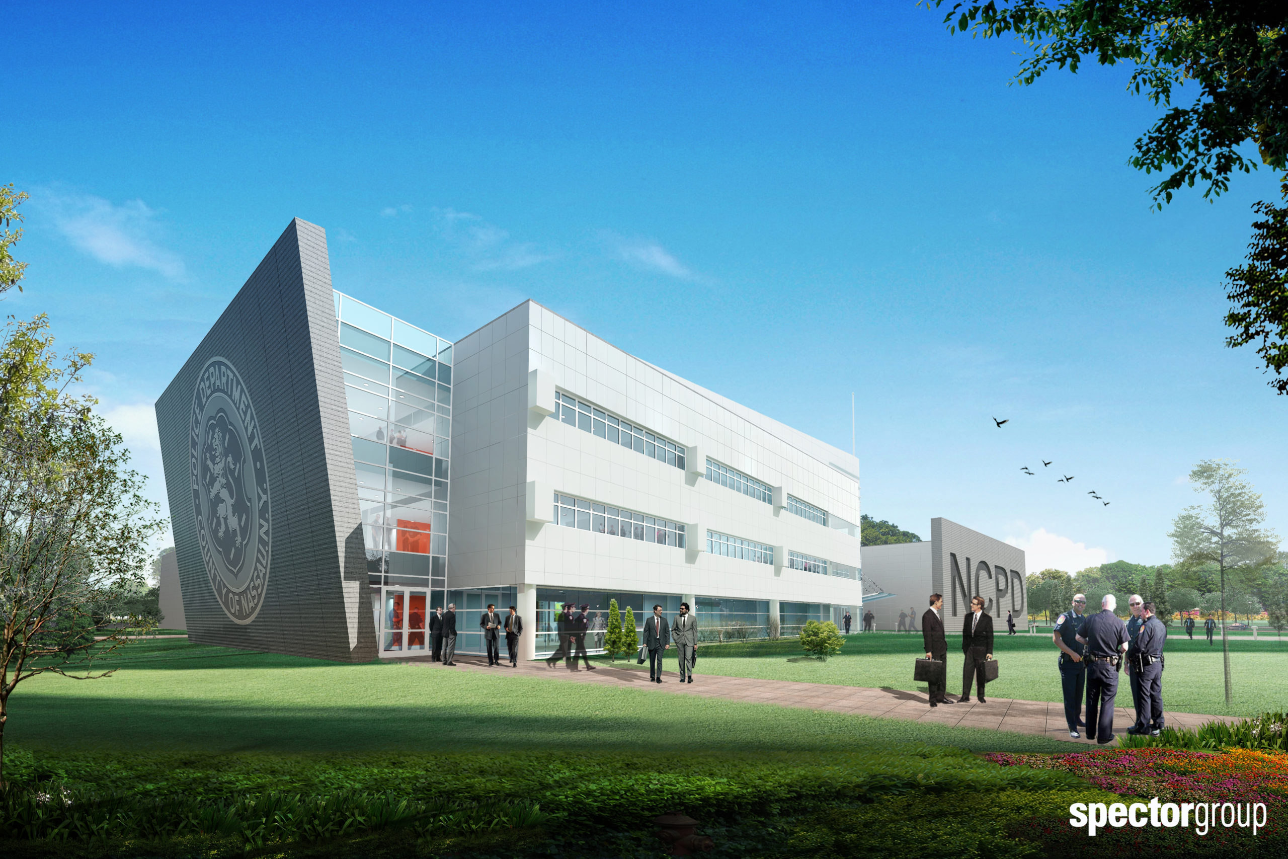 Nassau Community College could become home to a $54 million police academy for the Nassau County Police Department. (Photo rendering by Spector Group)