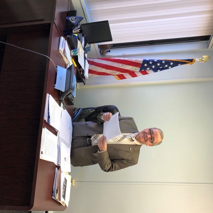 Assemblyman Anthony D’Urso, seen here at his desk, said he is pleased that the state plans to disclose the chemicals in everyday products. (Photo courtesy of Assemblyman Anthony D'Urso's office)