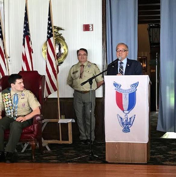 New Eagle Scout Daniel Miller, Assistant Scoutmaster John Walter and Assemblyman Anthony D’Urso. (Photo courtesy of Assemblyman Anthony D'Urso)
