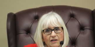 North Hempstead Town Supervisor Judi Bosworth, as seen at a previous meeting, spoke about the proposed 2019 budget on Thursday. (Photo by Rebecca Klar)
