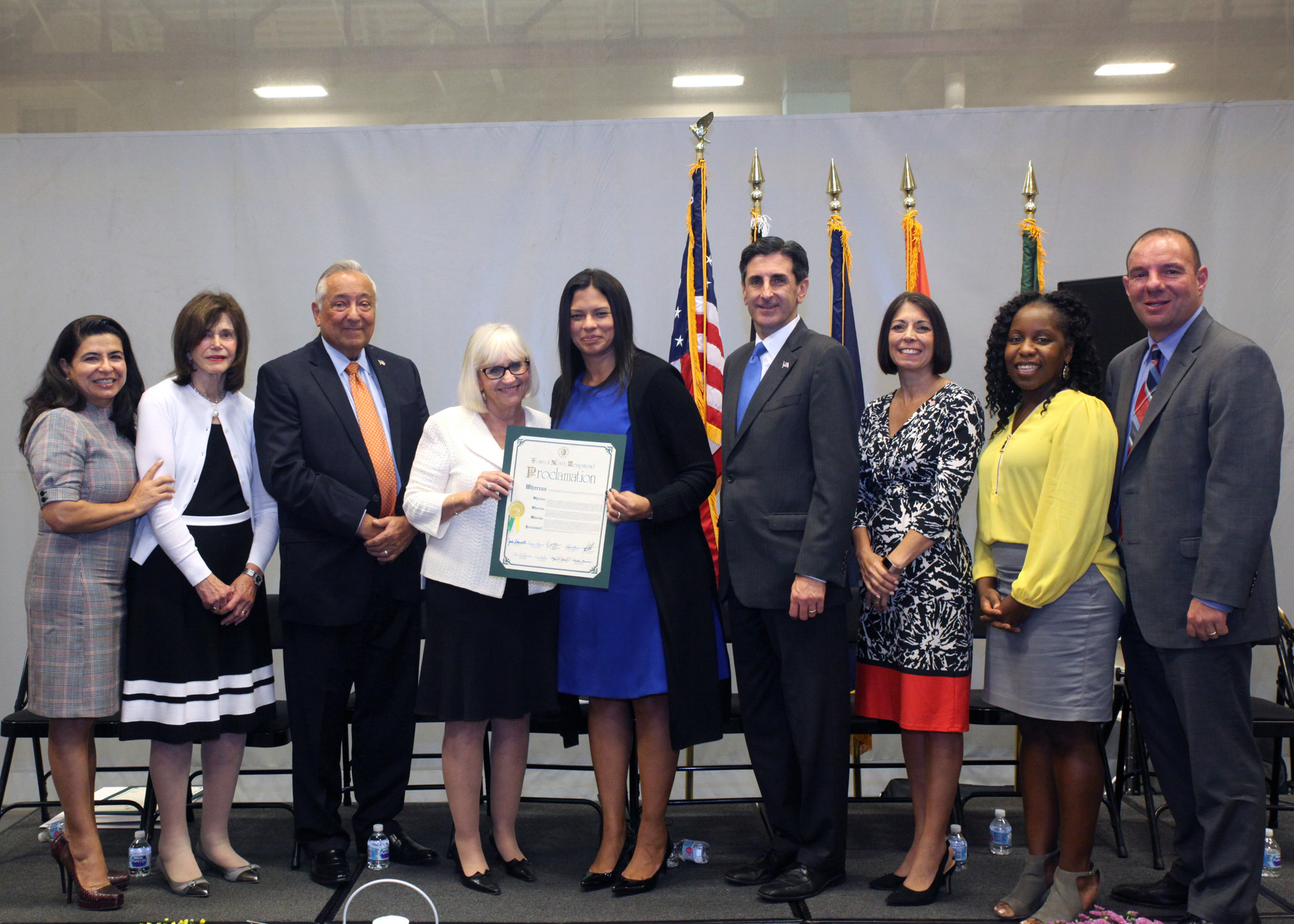 Saddle Rock Principal Luciana Bradley receives a proclamation from Town Supervisor Judi Bosworth and the Town Council at the Town of North Hempstead Hispanic Heritage Celebration on Oct. 10. (Photo courtesy of the Town of North Hempstead)