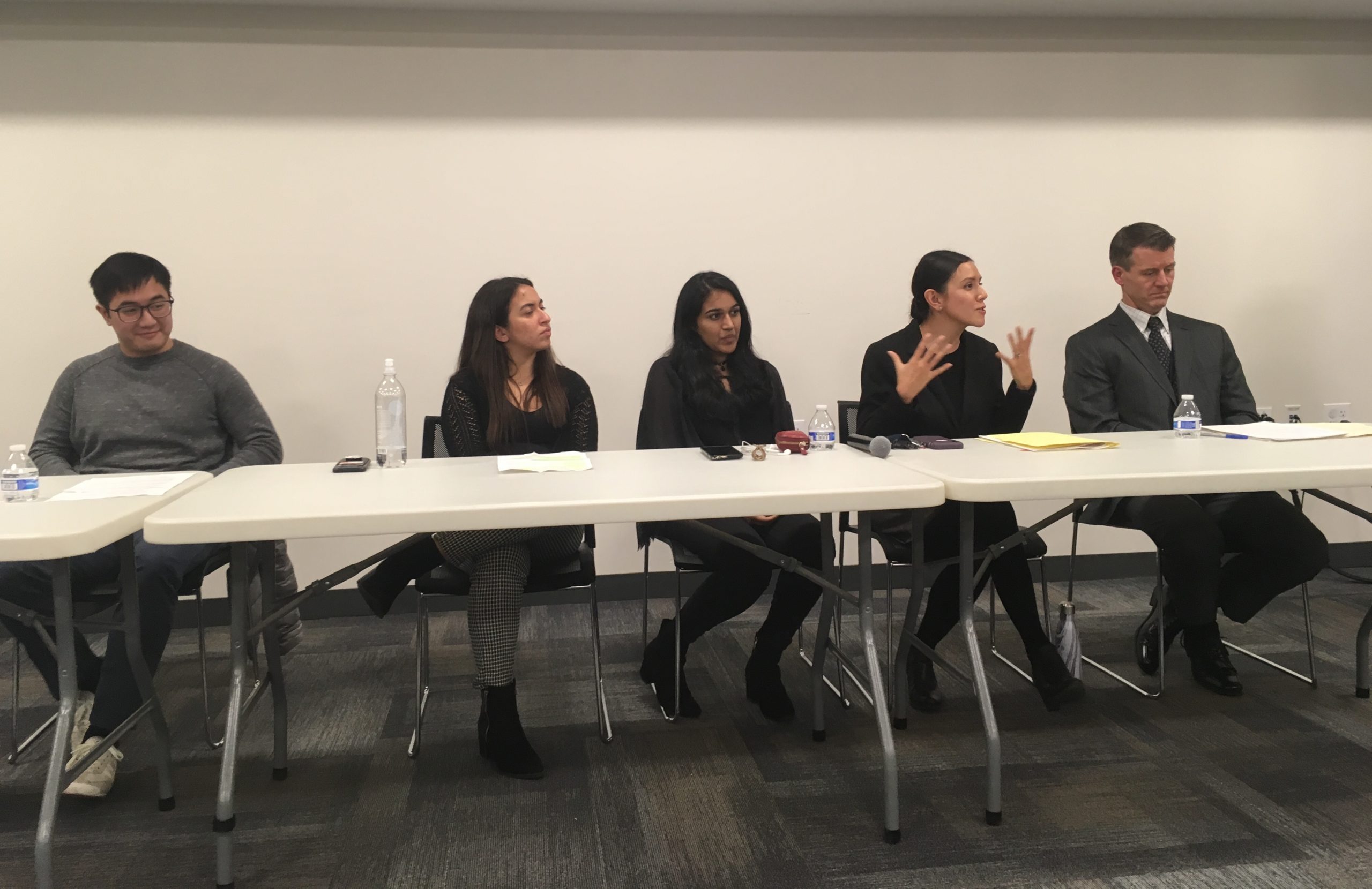 Willis Lin, Nicole Hicks, Ramya Kumar, Jo-Anneyre Cruz, and Michael Neary share tips for student success. (Photo by John Nugent)