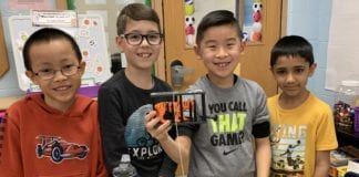 Students at Center Street Elementary School participated in Project Lead the Way activities during a recent lesson. (Photo courtesy of Herricks Public Schools)