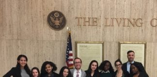 Floral Park Memorial High School's Mock Trial team after their win at the Nassau County Mock Trial Competition. (Photo courtesy of the Sewanhaka Central High School District)