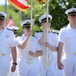 Midshipmen from the U.S. Merchant Marine Academy marched down Middle Neck Road during Great Neck's 95th Annual Memorial Day Parade. (Photo by Janelle Clausen)