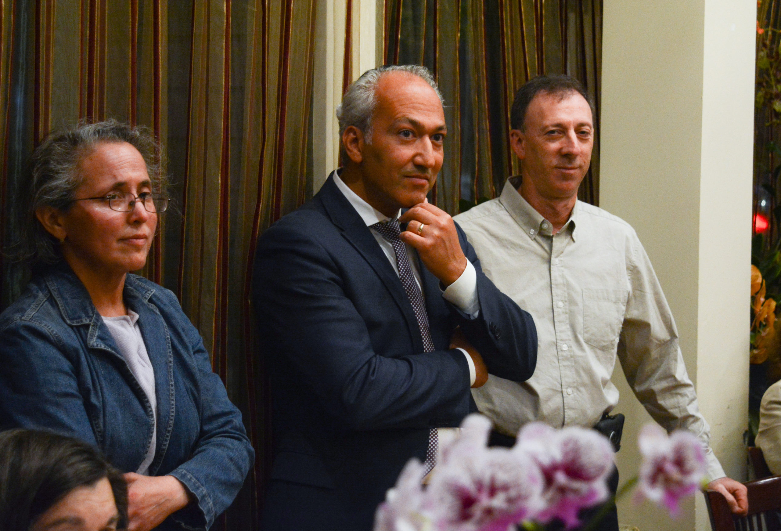Annie Mendelson, Pedram Bral and Steven Hope appeared at a forum at Shiraz one week before the election. (Photo by Janelle Clausen)