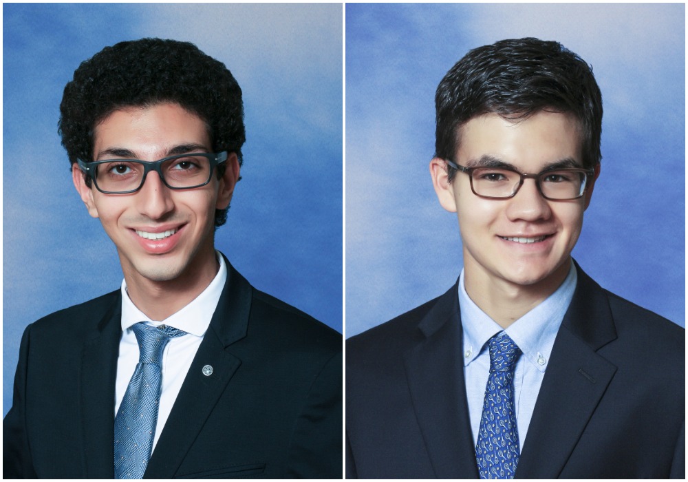 Yoel Hawa and Lucien Wostenholme are the respective winners of the Alan L. Gleitsman Outstanding Graduate Award and the Genelle Taney Memorial Award. (Photos courtesy of Great Neck Public Schools)