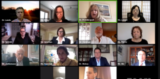 Great Neck school district administrators met remotely on Tuesday, discussing distance learning, teaching and other issues. (Screenshot by Janelle Clausen)
