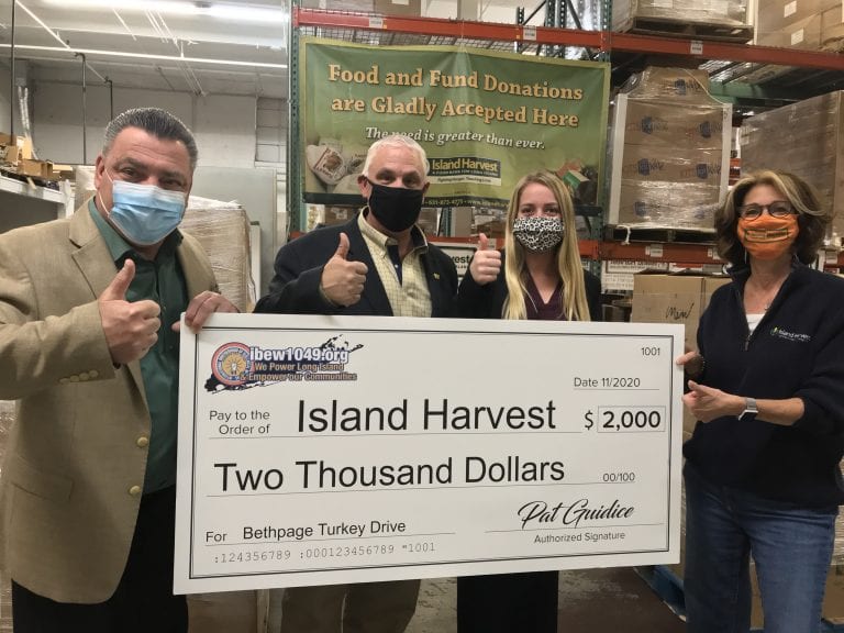 IBEW Local 1049 donates $2,000 to Island Harvest