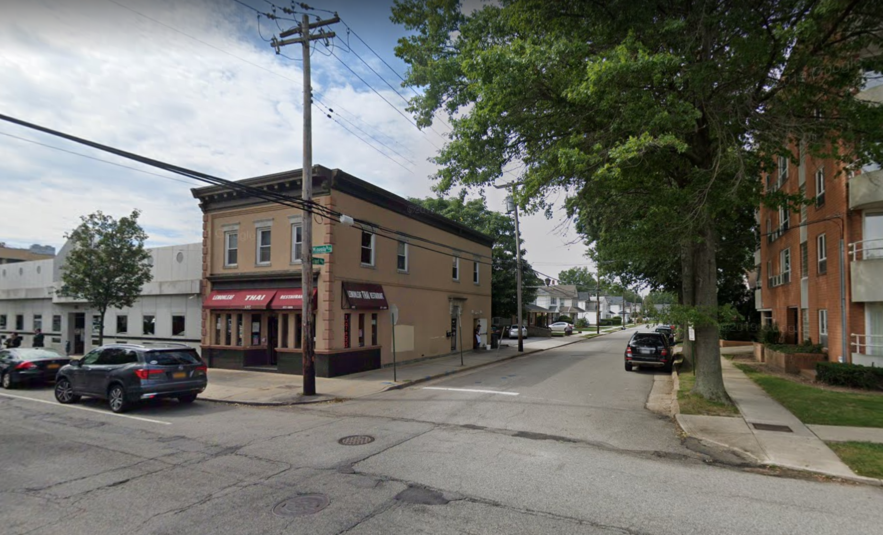 Police said they found Gerzon Hernandez "acting irate" at the corner of Grant Avenue and Mineola Boulevard in Mineola. (Image from Google Maps)