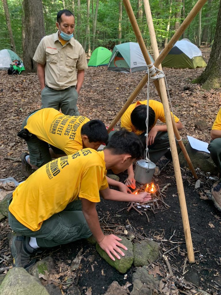 Scout Troop 10 completes orientation, rigging, fire building and first aid duties at the Alpine Reservation Camp