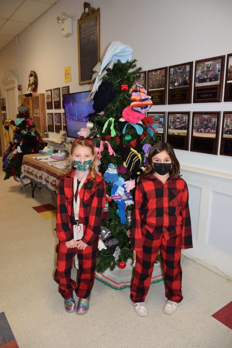 John Lewis Childs School displays Mitten Trees for those in need